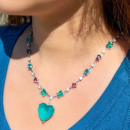 Blue Crush Heart Necklace