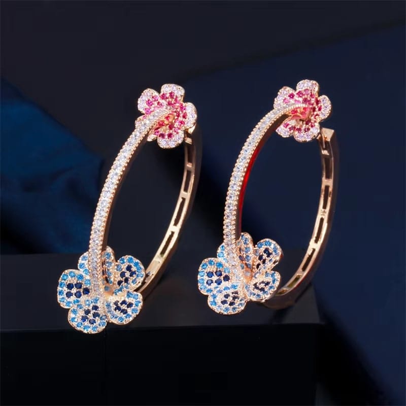 Flower Arc Hoop Earrings