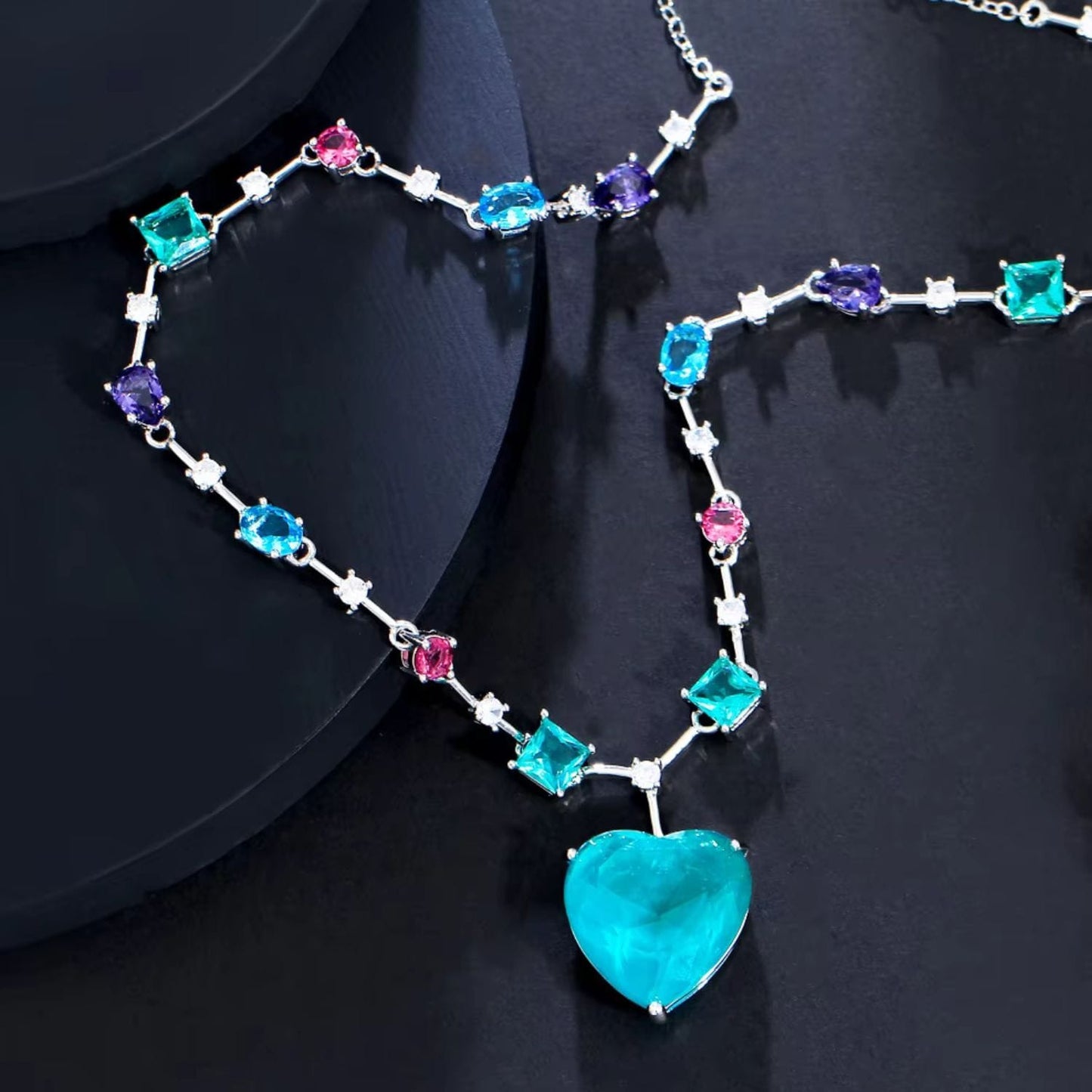 Blue Crush Heart Necklace