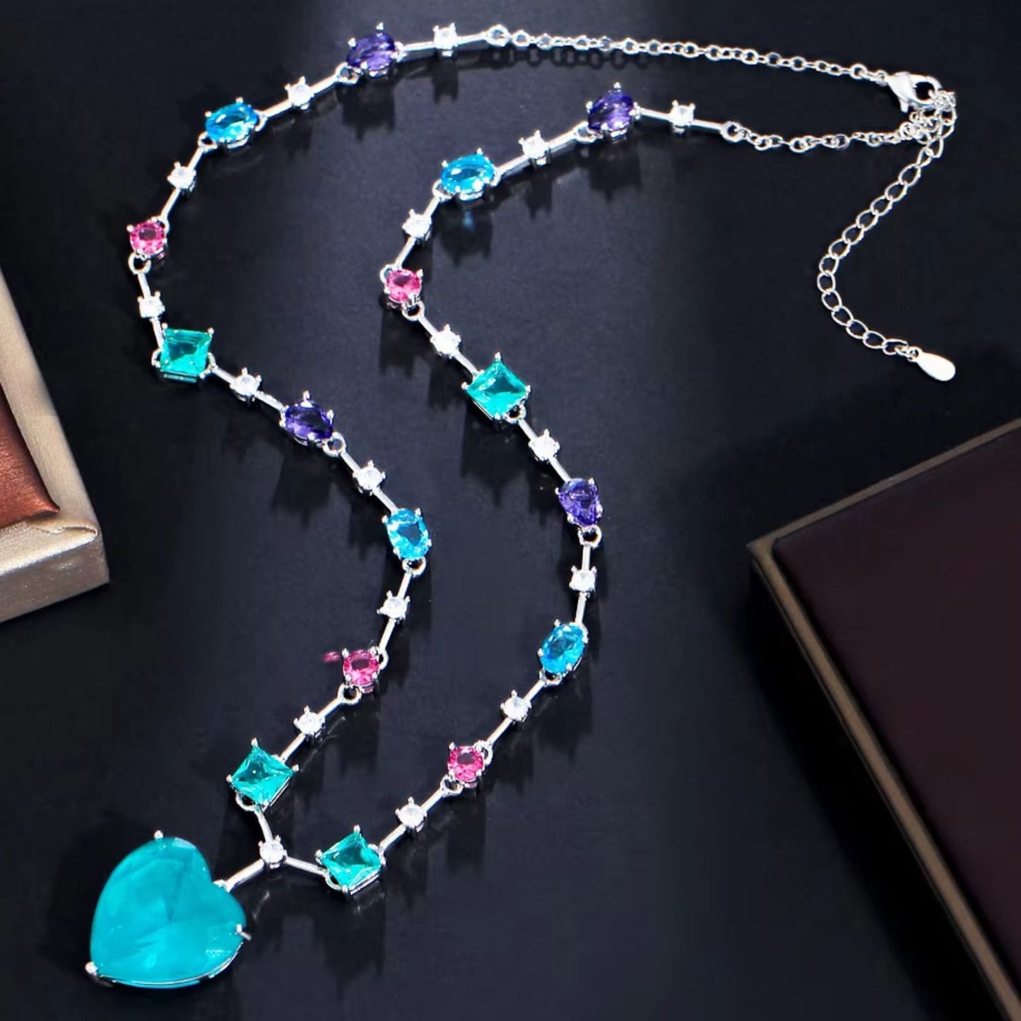 Blue Crush Heart Necklace