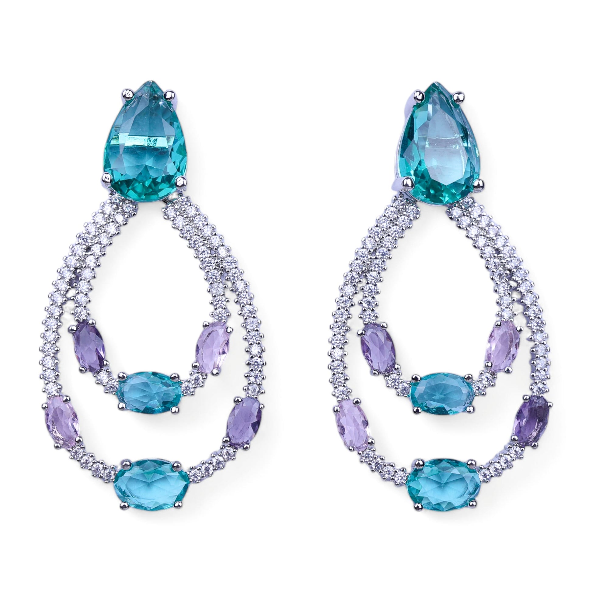 Double Circle Drop Earrings