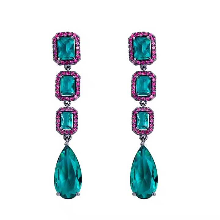 Green Crystal Drop Earrings
