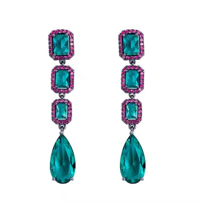 Green Crystal Drop Earrings