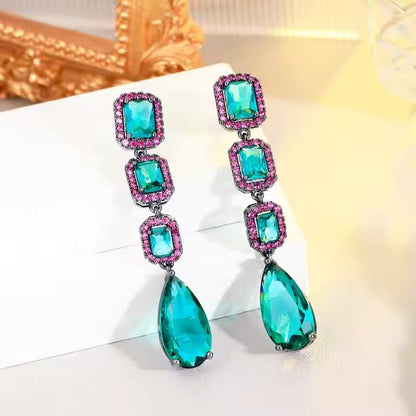 Green Crystal Drop Earrings