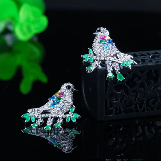 Green Songbird Earrings