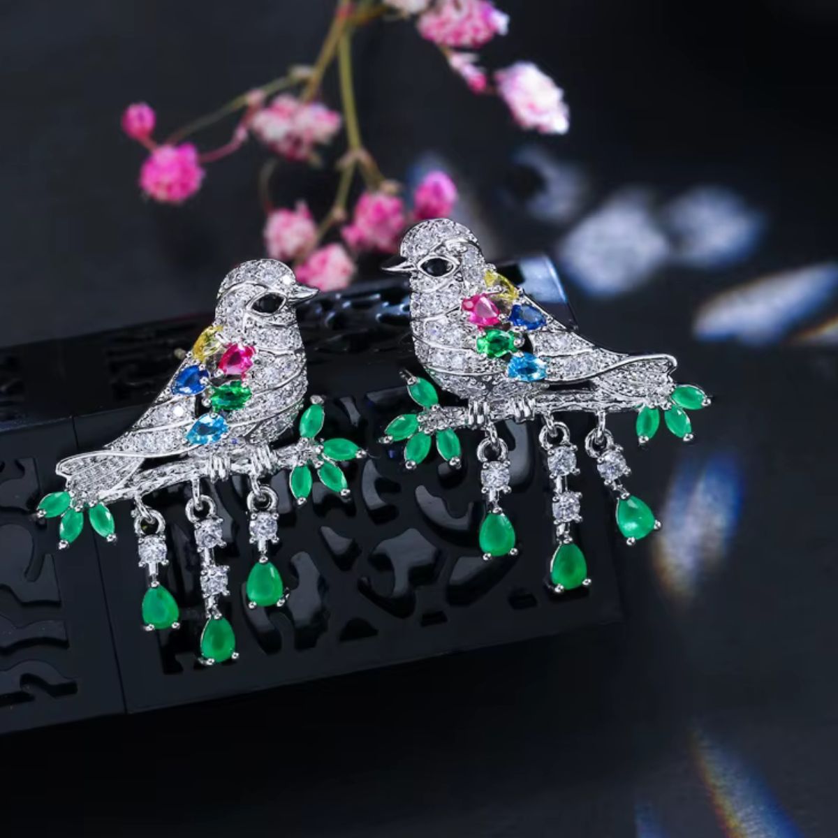 Green Songbird Earrings
