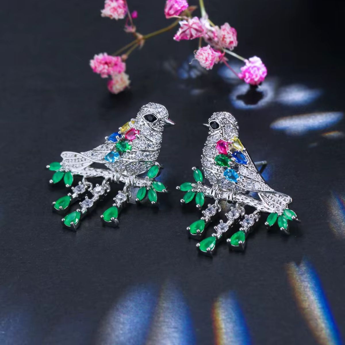 Green Songbird Earrings