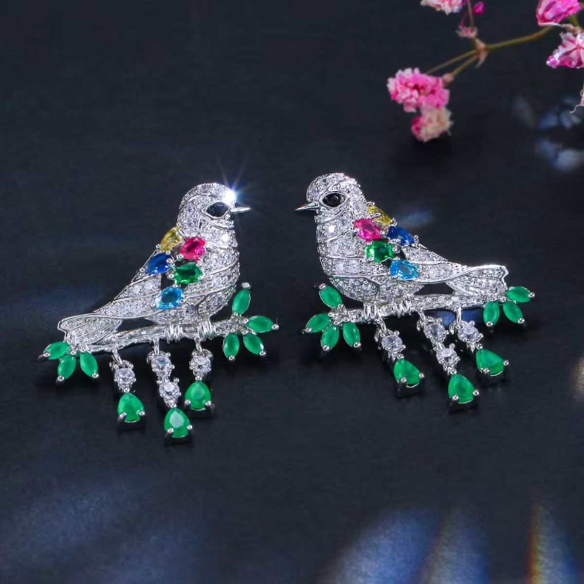 Green Songbird Earrings