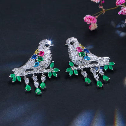 Green Songbird Earrings
