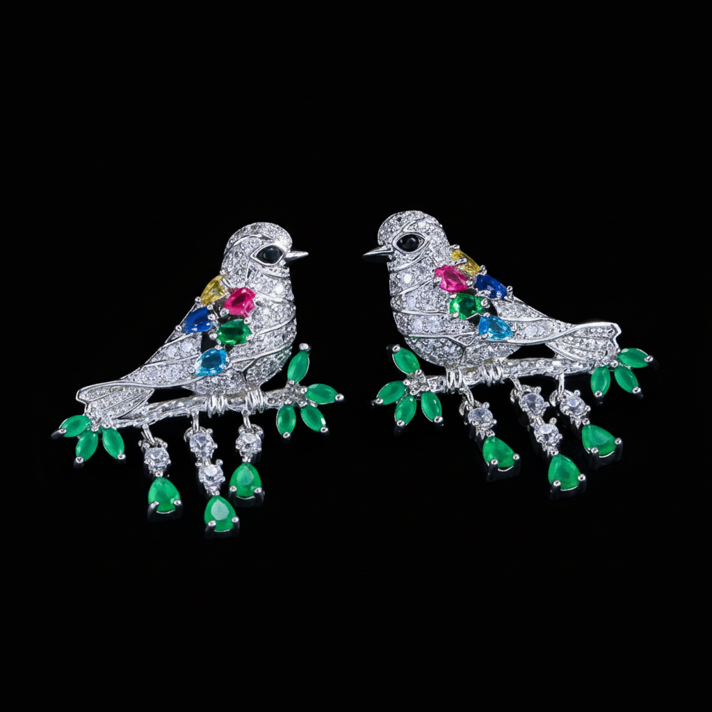 Green Songbird Earrings
