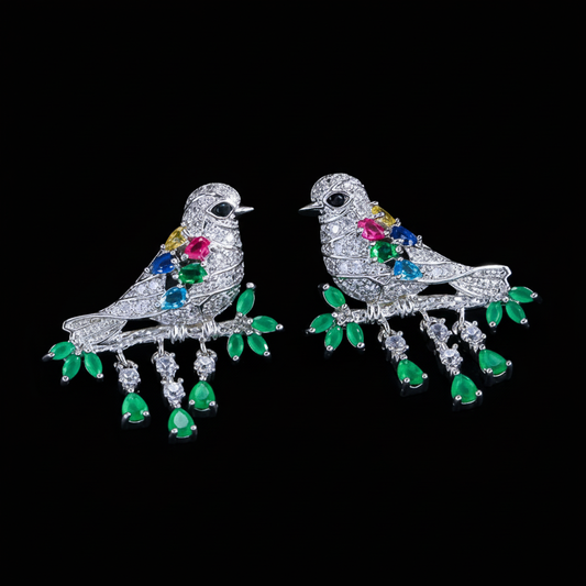 Green Songbird Earrings