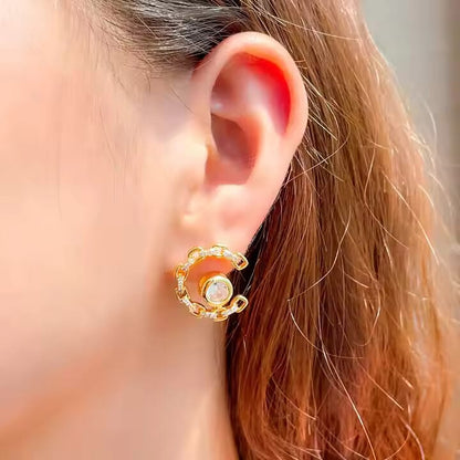 Half Round Stud Earrings