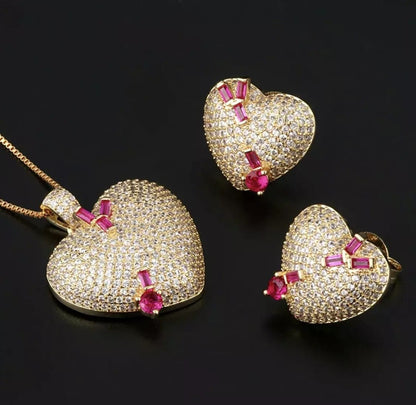 Heart Stud Pendant Earrings