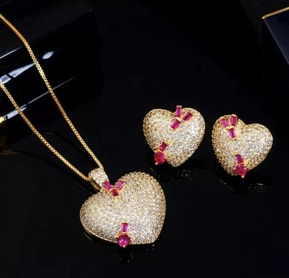 Heart Stud Pendant Earrings