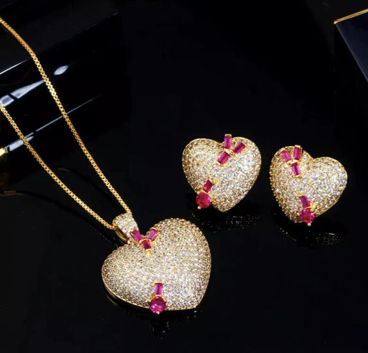 Heart Stud Pendant Earrings
