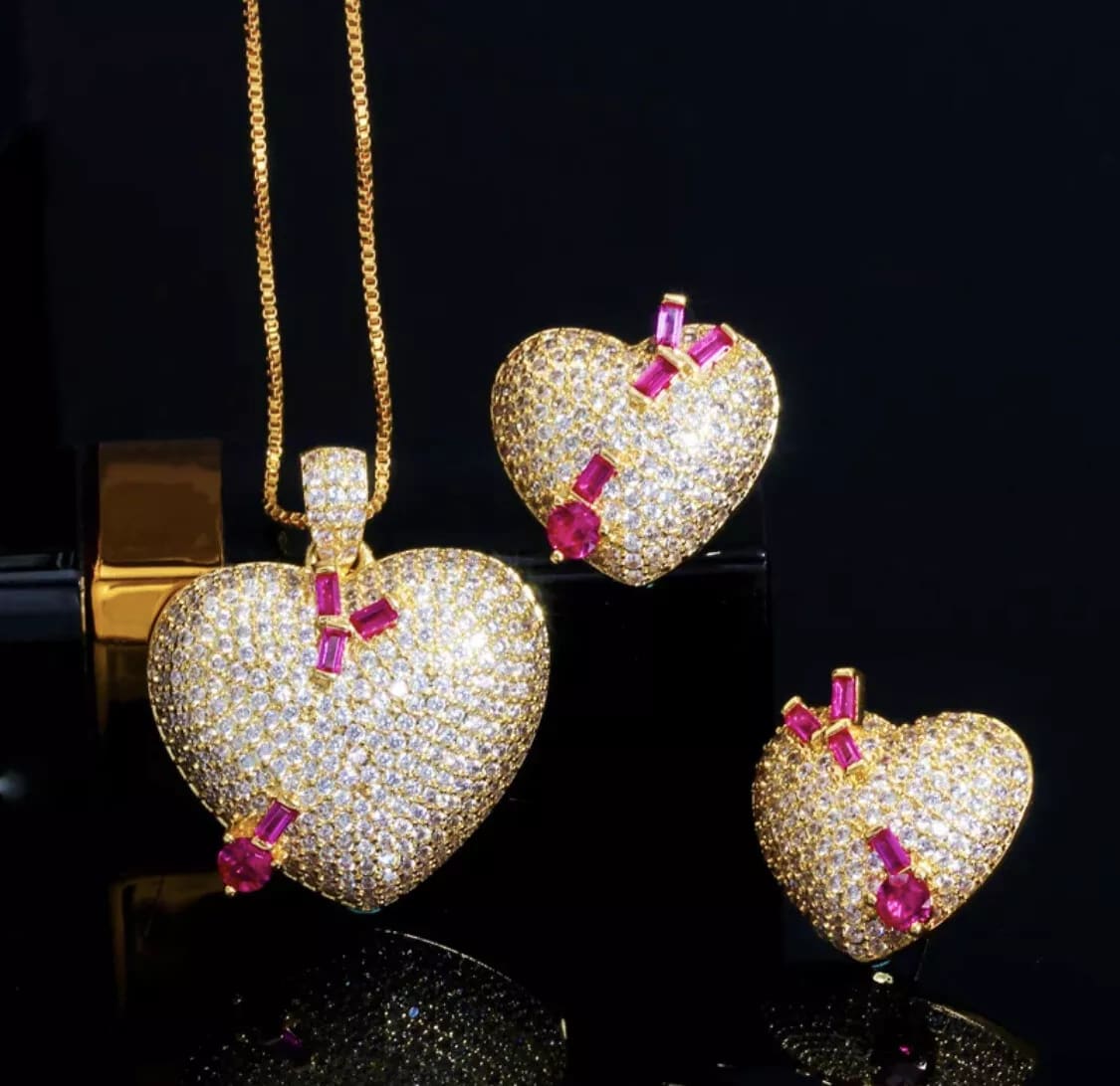 Heart earrings Pendant Necklace