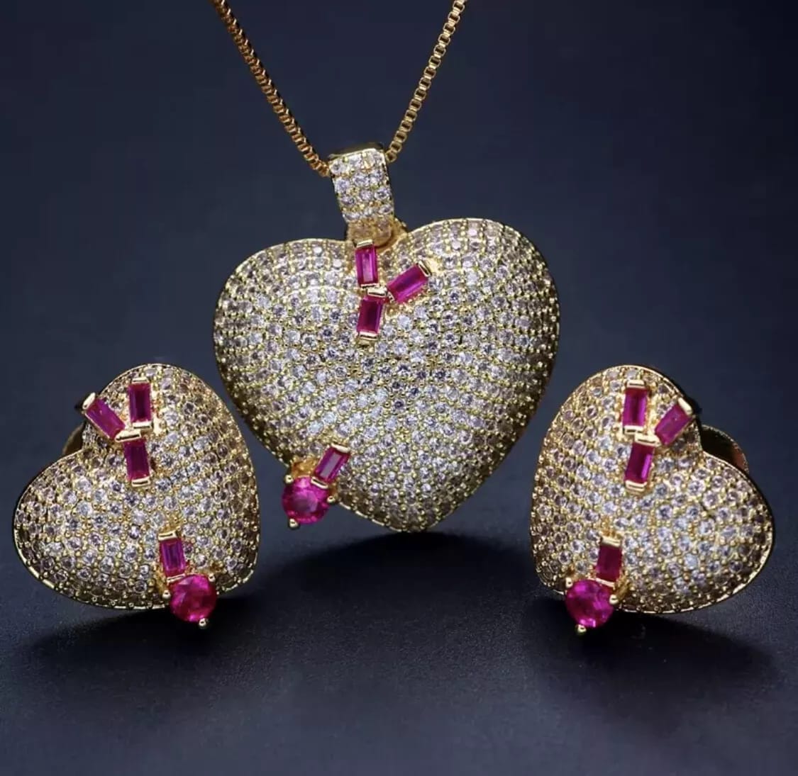Heart Stud Pendant Earrings