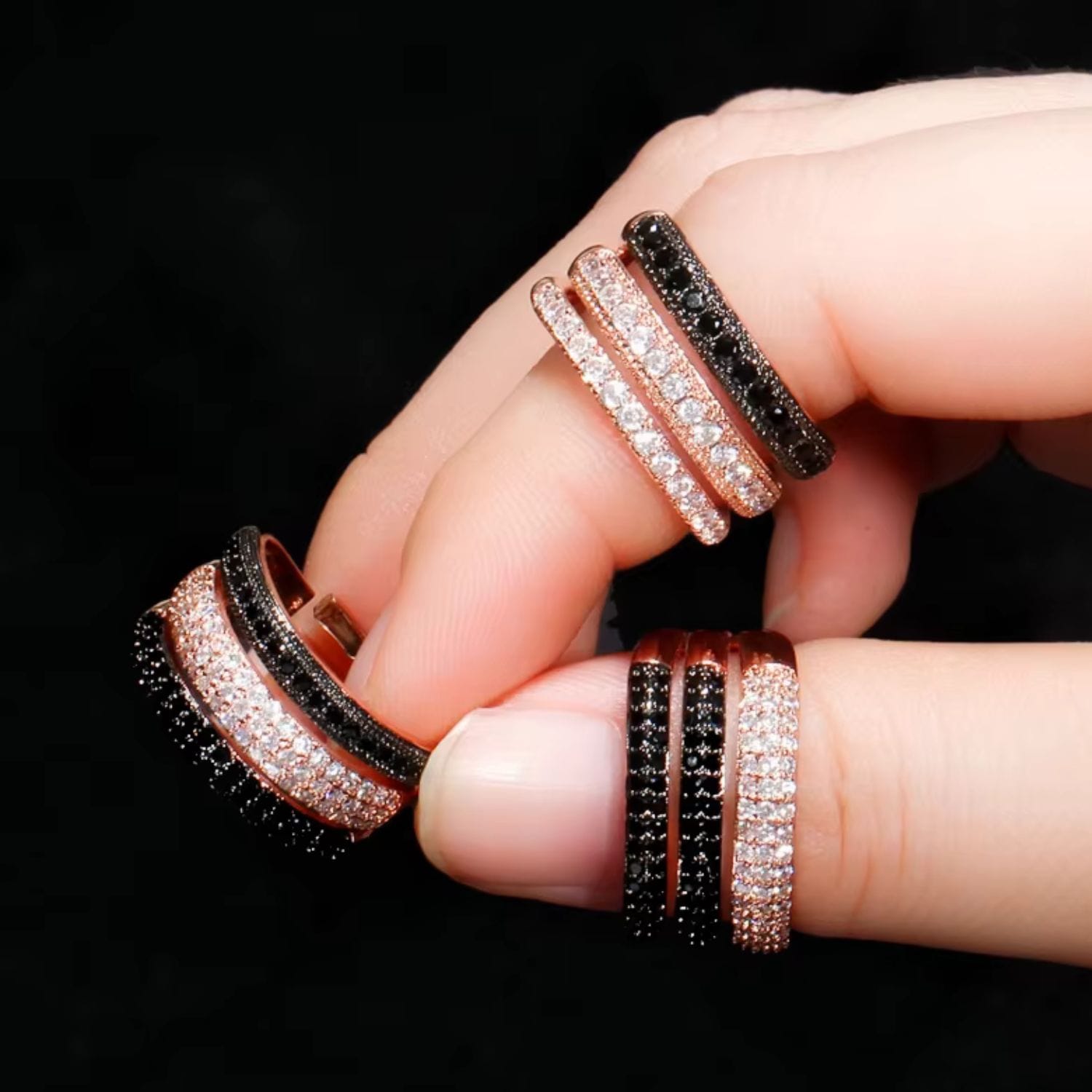 Midnight Spark Trio Rings