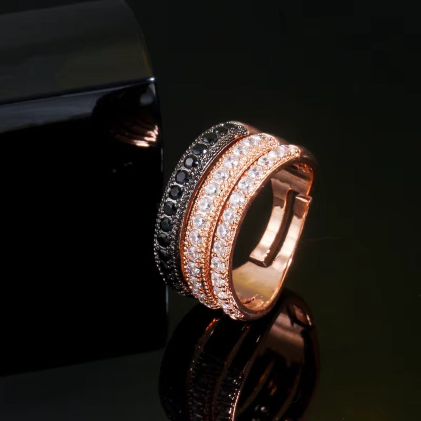 Midnight Spark Trio Rings