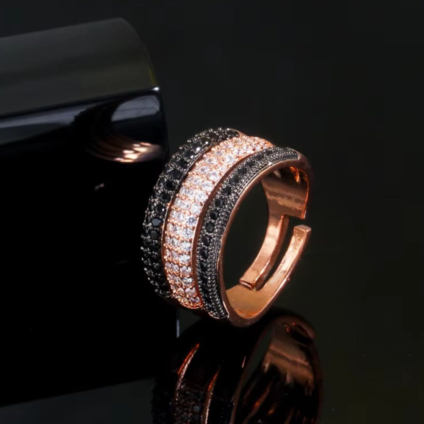 Midnight Spark Trio Rings