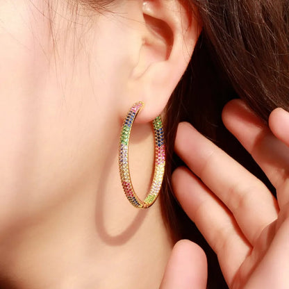 Rainbow Round Hoop Earrings