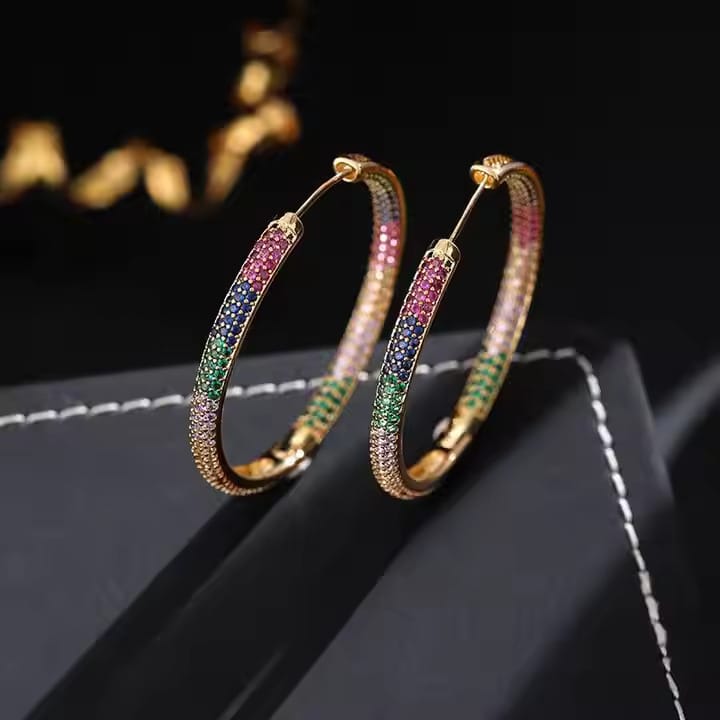 Rainbow Round Hoop Earrings