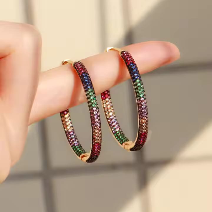 Rainbow Round Hoop Earrings