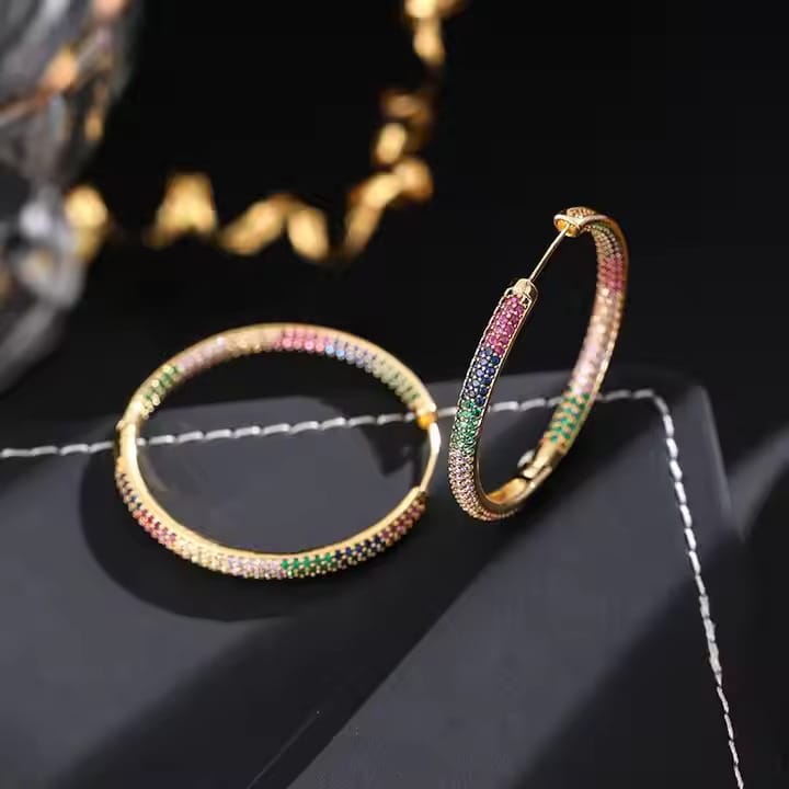 Rainbow Round Hoop Earrings
