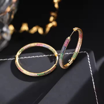 Rainbow Round Hoop Earrings