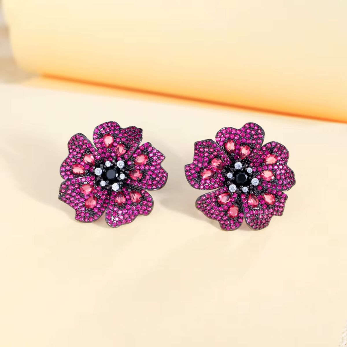 Red Flower Earrings