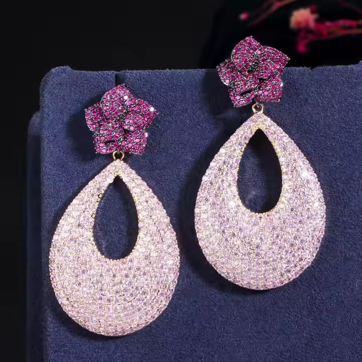 Rose Flower Drop Earrings