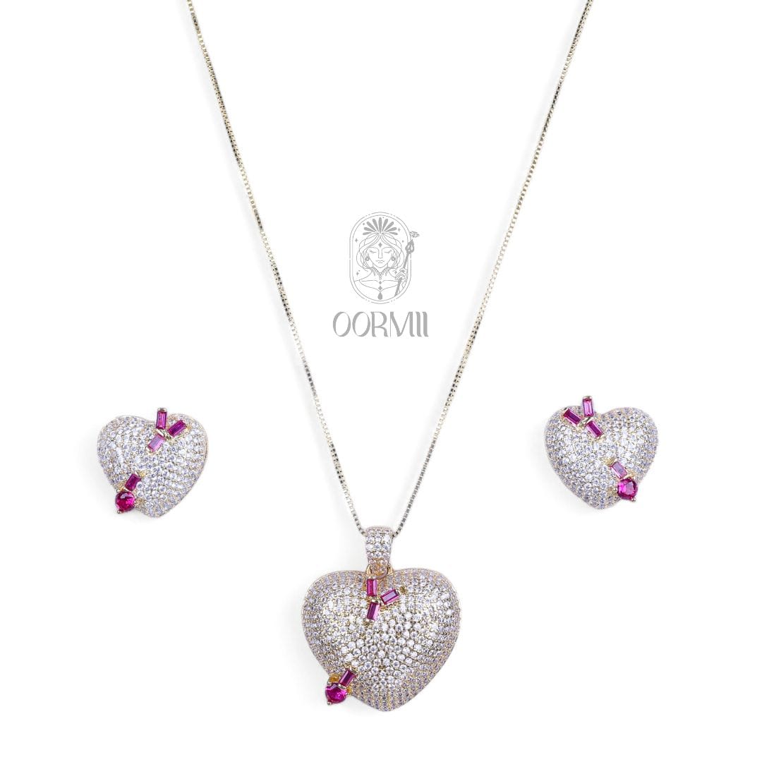 Heart Stud Pendant Earrings