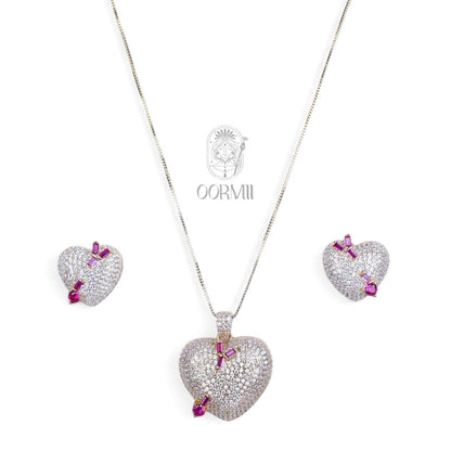 Heart Stud Pendant Earrings