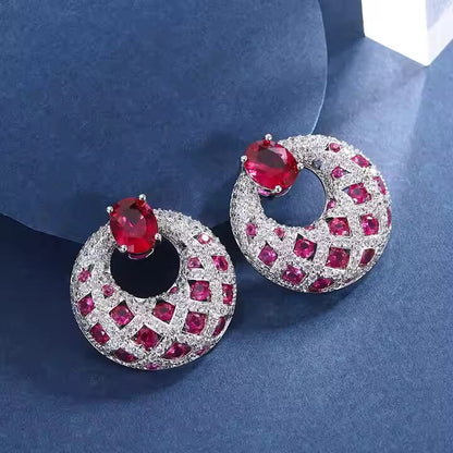Royal Pink Round Drop Earrings