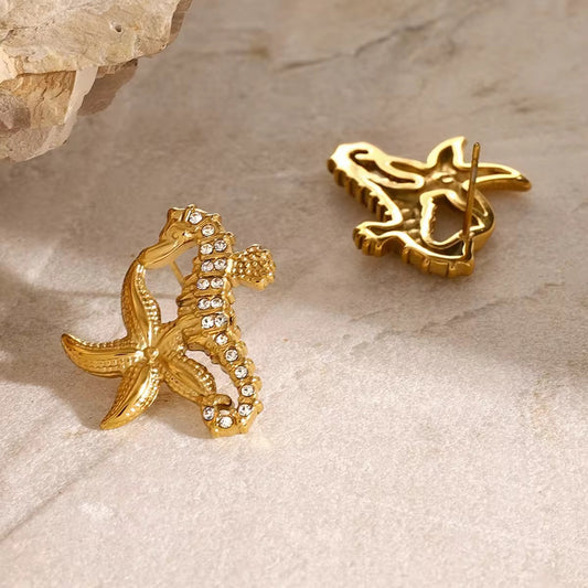 Starry Seahorse Studs