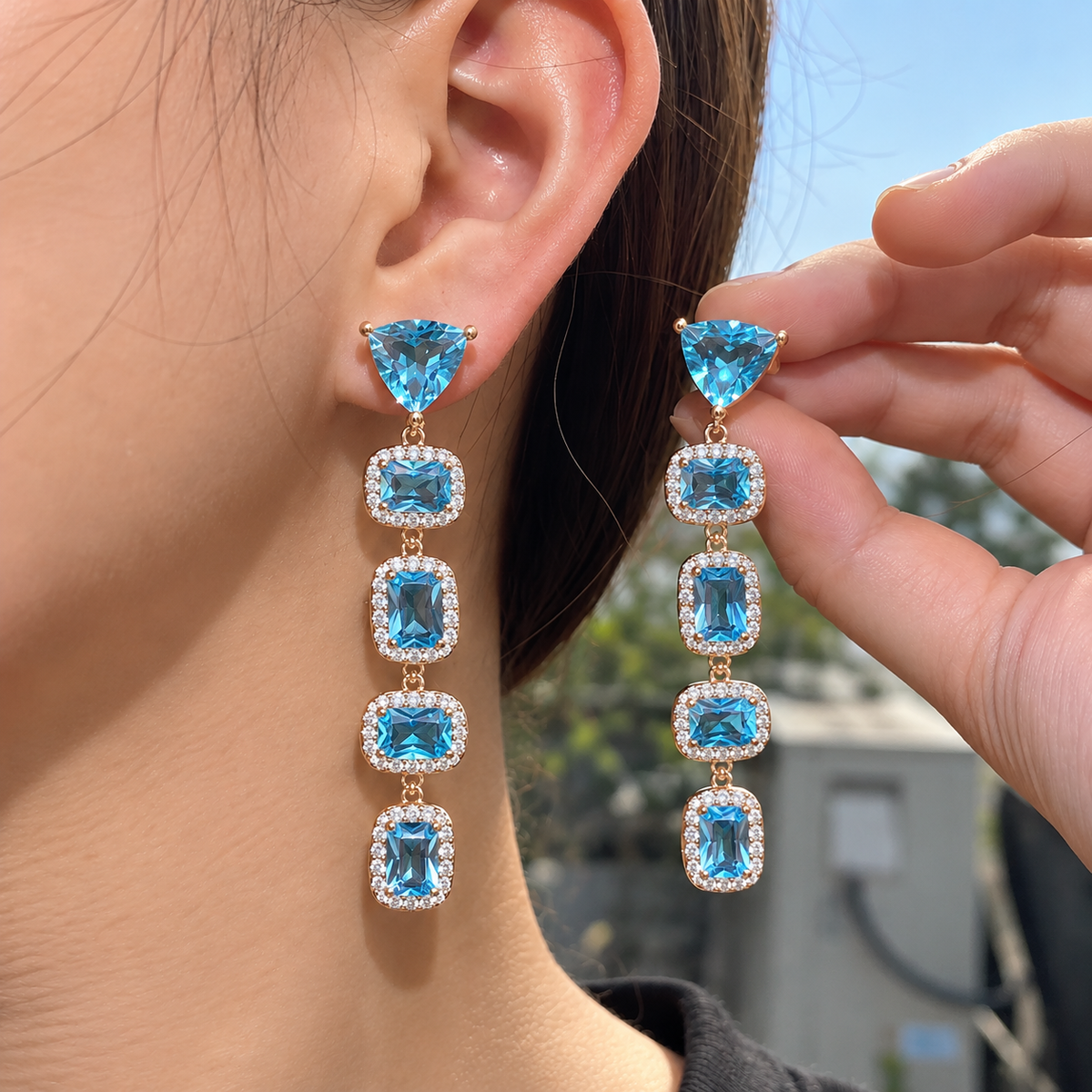 Aqua Lumière Drop Earrings