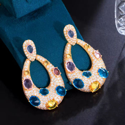 Water Drop Earrings - Navy blue